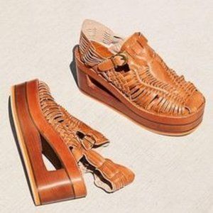 Jeffrey Campbell xFree People Gemma Platform Wedge Huarache Woven Cut Out Sandal